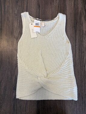 Greige Cream Knit Twist-Front Tank Top